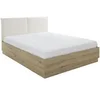 Image de Lit coffre TIDY 160x200 tête de lit textile chêne écru