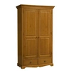 Image de Armoire Penderie Pin Miel 2 Portes 2 Tiroirs 6 Niches L 114.5 H 195 P 54 cm - L 114.5 x l 54 x H 195 cm
