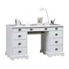 Image de Grand Bureau Blanc 9 Tiroirs de Style Anglais - L 137.5 x l 58.3 x H 74.7 cm