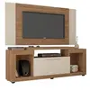 Image de Meuble TV Mural 55 Pouces Chêne et Ecru 7 Niches L 173 H 160.5 P 38.5 cm - L 173 x l 38.5 x H 160.5 cm