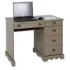 Image de Bureau Taupe 5 Tiroirs Style Anglais - L 100 x l 58.3 x H 74.7 cm