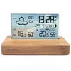 Image de Réveil station météo - - Bois clair - Affichage température, Hygrométrie, Double alarme, USB-C, Sonde sans fil