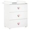 Image de New Basic Commode a langer 3 tiroirs - Boutons Coeur Rose