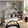 Image de Lit bébé combiné 120 x 60 cm - Evolutif en 90 x 190 cm - Chêne silex - Avec commode à langer étagere