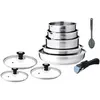 Image de Batterie de cuisine induction - AM4485 - Acier inoxydable - 10 pieces - Poignée amovible - Tous feux dont induction