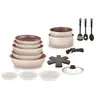 Image de BATTERIE 18 PIECES CREME REVETEMENT TERRACOTTA POIGNEE AMOVIBLE