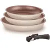 Image de Batterie De Cuisine - Tous Feux Dont Induction - - Am4754 - Set De 3 Poeles - 20-24-28 Cm + 1 Poignée Amovible