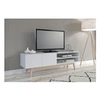Image de Meuble TV 2 portes 2 niches 160x42x50 cm blanc et naturel - ALBA