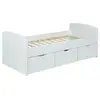 Image de Lit LOUANE avec 2 tiroirs et 1 coffre de rangement - 90 x 190 cm - Blanc
