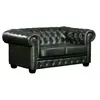 Image de Canapé chesterfield 2 places BRENTON 100% cuir de buffle - Vert empire