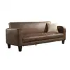 Image de Canapé club 3 places convertible INICIO en microfibre aspect cuir vieilli