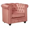 Image de Fauteuil CHESTERFIELD - Velours rose pastel