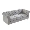 Image de Canapé 3 places CHESTERFIELD - Velours gris clair