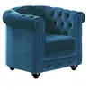 Image de Fauteuil CHESTERFIELD - Velours bleu canard