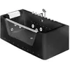 Image de Baignoire balnéo vitrée semi îlot à leds - 170 x 85 x 58 cm - Noir brillant - 1 place - 260 L - DYONA