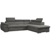 Image de Canapé d'angle droit convertible en tissu anthracite avec coffre de rangement FABIEN