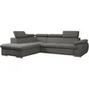 Image de Canapé d'angle gauche convertible en tissu anthracite avec coffre de rangement FABIEN