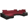 Image de Canapé d'angle panoramique convertible en tissu et simili BOILEAU - Bicolore Rouge/Noir - Angle gauche