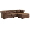 Image de Canapé d'angle chesterfield réversible TOLEDO en microfibre vieillie - Marron