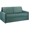 Image de Canapé 3 places convertible express en velours vert menthe - Couchage 140 cm - Matelas 14 cm CALIFE