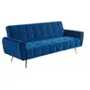 Image de Canapé 3 places convertible clic-clac en velours POLANI - Bleu roi