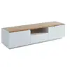 Image de Meuble TV AMANI - 2 portes & 1 tiroir - MDF - Coloris: Blanc laqué et chêne