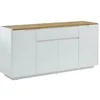 Image de Buffet AMANI - 4 portes & 1 tiroir - MDF - Coloris: Blanc laqué et Chêne