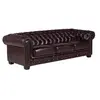 Image de Canapé chesterfield 4 places BRENTON 100% cuir de buffle bordeaux
