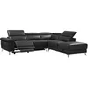 Image de Canapé d'angle droit relax électrique en cuir gris anthracite PASCALINE