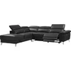 Image de Canapé d'angle gauche relax électrique en cuir gris anthracite PASCALINE