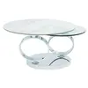 Image de Table basse avec plateaux pivotants - Céramique, verre trempé et métal - Effet marbre blanc - JOLINE de Maison Céphy