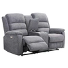 Image de Canapé 2 places relax électrique avec tablette en tissu gris NEVERS