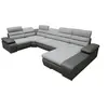 Image de Canapé d'angle panoramique convertible en tissu et simili BOILEAU - Bicolore gris/anthracite - Angle droit