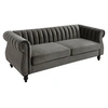 Image de Canapé chesterfield 3 places en velours TRUMBO - Gris