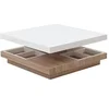 Image de Table basse - Plateau pivotant - MDF laqué blanc et chêne - FAUSTO II