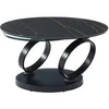 Image de Table basse avec plateaux pivotants en céramique, verre trempé et métal - Effet marbre noir - JOLINE de Maison Céphy