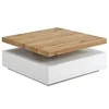 Image de Table basse pivotante avec 1 tiroir en MDF - Blanc et Naturel - KYRIA
