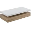 Image de Table basse avec 2 tiroirs en MDF - Naturel clair et blanc - FELIX