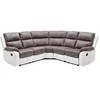 Image de Canapé d'angle relax gris et blanc en microfibre et simili TOLZANO
