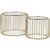 Image de Lot de 2 tables basses en métal et verre - Doré - FERIDA