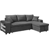 Image de Canapé d'angle convertible et réversible avec rangements et poufs en tissu anthracite SELIM