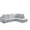 Image de Canapé d'angle convertible en tissu PYLOS - Gris clair - Angle droit