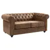 Image de Canapé 2 places CHESTERFIELD en microfibre aspect cuir vieilli