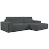 Image de Canapé d'angle droit convertible en velours côtelé gris anthracite AMELIA
