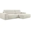 Image de Canapé d'angle droit convertible en velours côtelé beige AMELIA