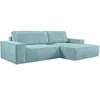 Image de Canapé d'angle droit convertible en velours côtelé bleu turquoise AMELIA
