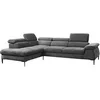 Image de Grand canapé d'angle gauche convertible en velours gris anthracite SEPINA