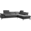 Image de Grand canapé d'angle droit convertible en velours gris anthracite SEPINA