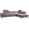 Image de Grand canapé d'angle droit convertible en velours taupe SEPINA