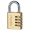 Image de 604EURD Cadenas à Combinaison à 4 Chiffres en Aluminium et Finition Laiton, Doré, 8,1 x 4 x 1,8 cm